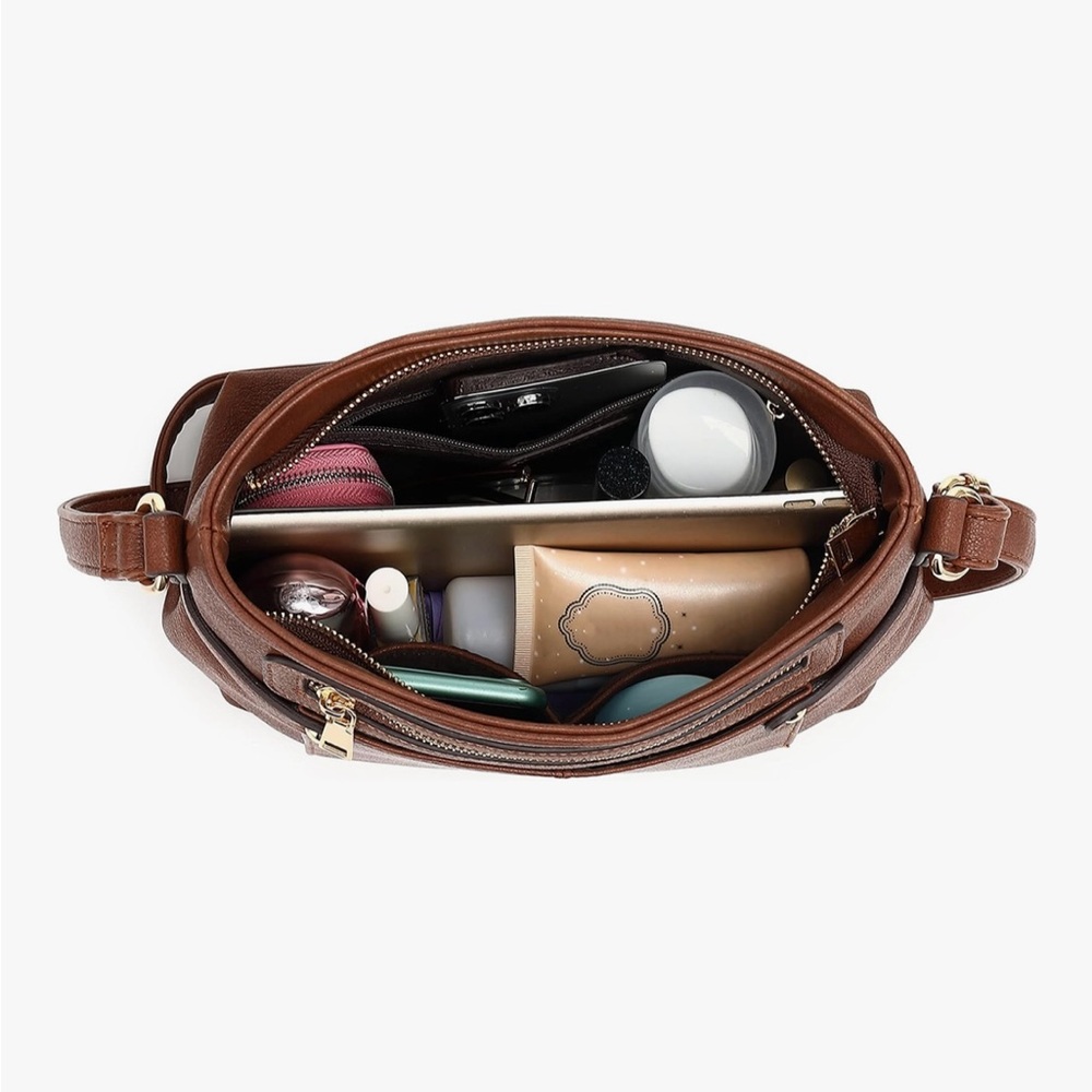 NWT Brown Leather Crossbody Bag - Picture 10 of 14